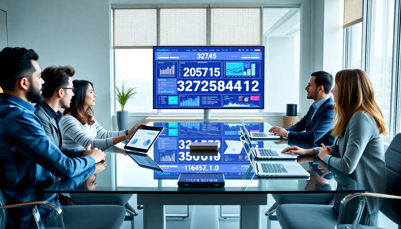 diverse team discussing data analysis in a modern office.